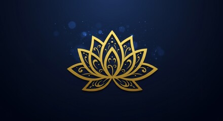 Luxurious golden lotus in stylized flat design