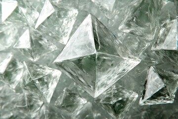 Obraz premium Crystalline Structures Forming Sharp Geometric Patterns, Close Up Perspective