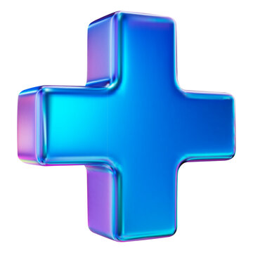 3d neon or holographic plus sign. Medical icon apteka. Vector illustration on isolated background.