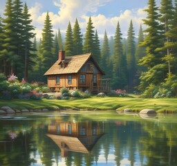 Illustration of spring landscape.