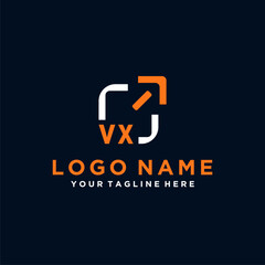VX initials minimal modern technology logo design