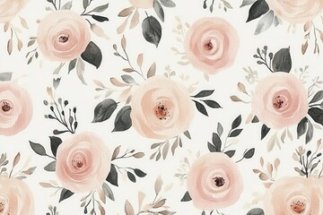 Delicate watercolor roses pattern with subtle vintage elegance background