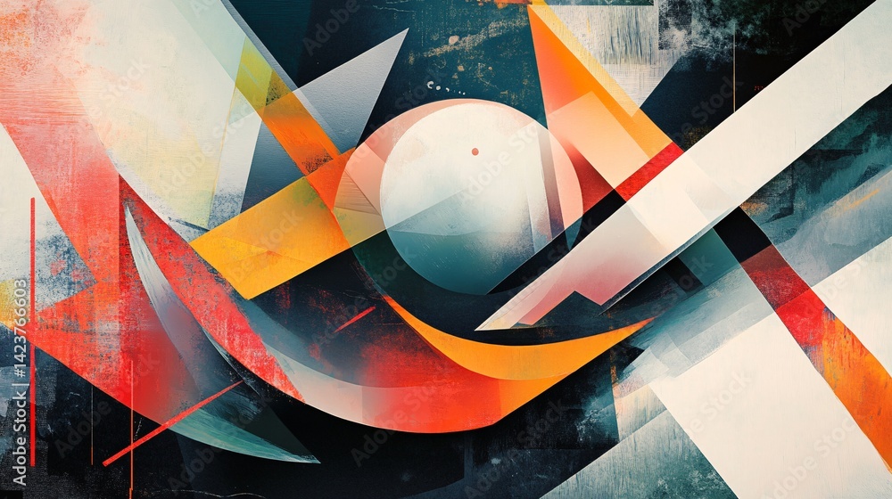Poster Abstract geometric shapes creating dynamic composition
