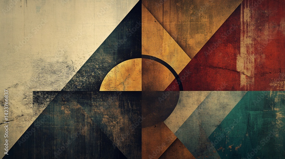 Aufkleber Abstract geometric background combining triangles and circles