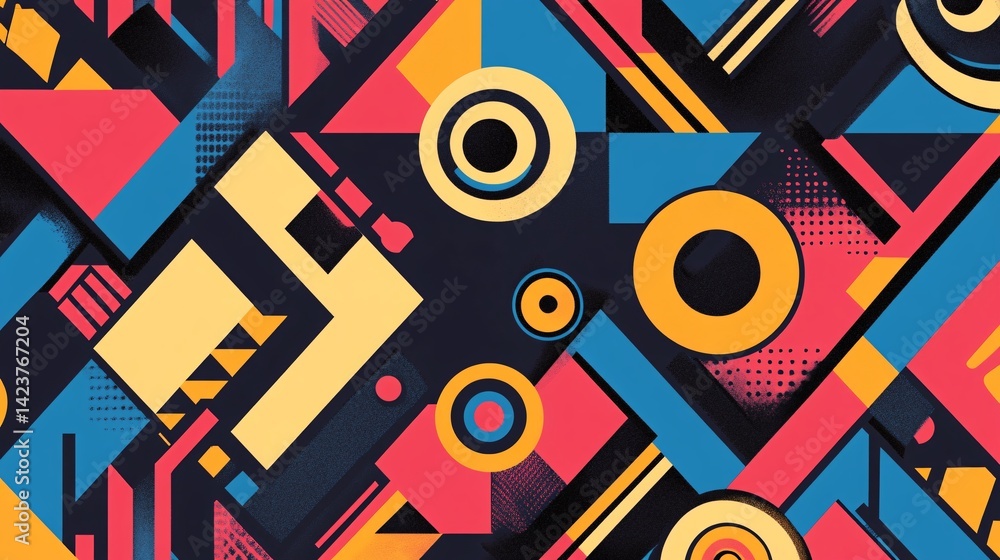 Poster Colorful abstract background with geometric shapes creating modern composition