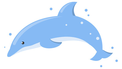 Fototapeta premium A Playful Blue Dolphin Swimming Joyfully in Clear and Sparkling Water of the Ocean