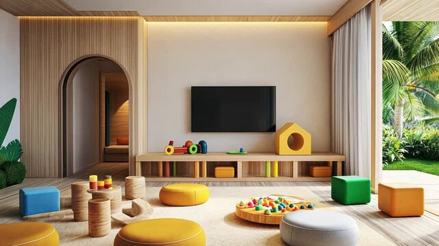 Bright and playful children's playroom with colorful decor