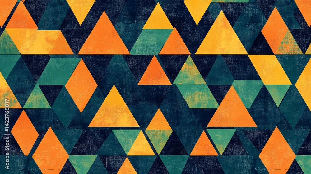 Poster Grunge geometric pattern background with triangles creating seamless texture