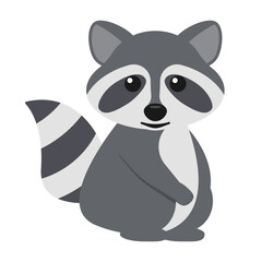 An adorable and cute cartoon raccoon character illustration showcasing a happy and playful creature