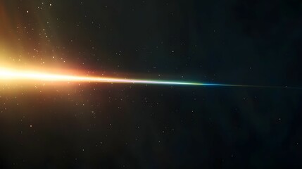 Cosmic light streak across a dark space.