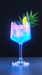 Neon Cocktail on Dark Table