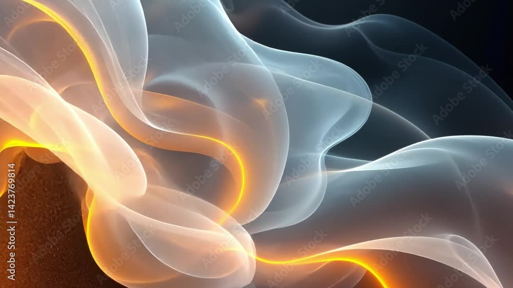 Poster mesmerizing patterns of smoke swirling in a dark background with glowing highlights in high resoluti