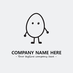 Egg cartoon illustration black and white for logo company vector image
