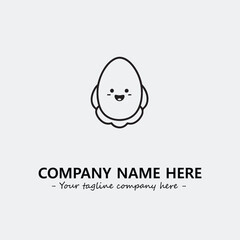 Egg cartoon illustration black and white for logo company vector image
