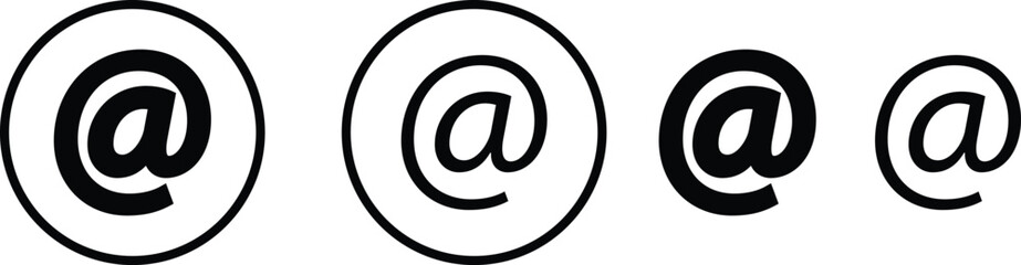 Obraz premium @ button sign icon set. Email address vector collection isolated on transparent background. Containing at, address sign, arobase, arroba and mention someone contact account.