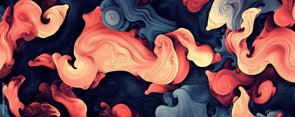 Poster abstract swirling shapes forming colorful background texture