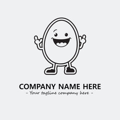 Egg cartoon illustration black and white for logo company vector image
