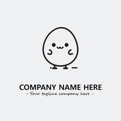 Egg cartoon illustration black and white for logo company vector image
