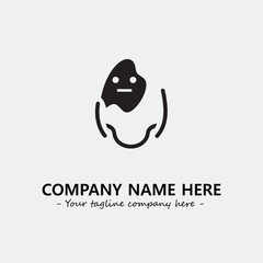 Egg cartoon illustration black and white for logo company vector image
