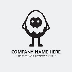 Egg cartoon illustration black and white for logo company vector image
