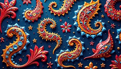 Intricate paisley pattern, flowing seamlessly across surface, textile design, paisley pattern