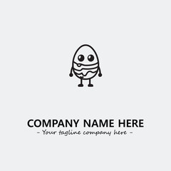 Egg cartoon illustration black and white for logo company vector image
