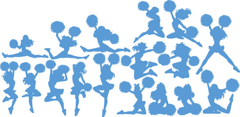 チアリーダー(チアガール)のグラフィック素材イラストセット