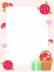 꽃으로 장식된 편지지