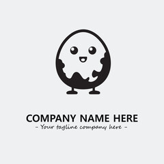 Egg cartoon illustration black and white for logo company vector image
