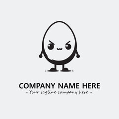Egg cartoon illustration black and white for logo company vector image
