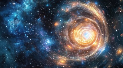Obraz premium A stunning vibrant depiction of a cosmic swirling spiral