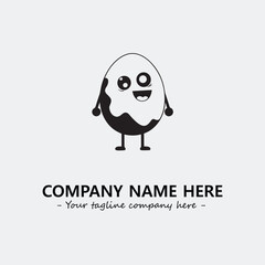 Egg cartoon illustration black and white for logo company vector image
