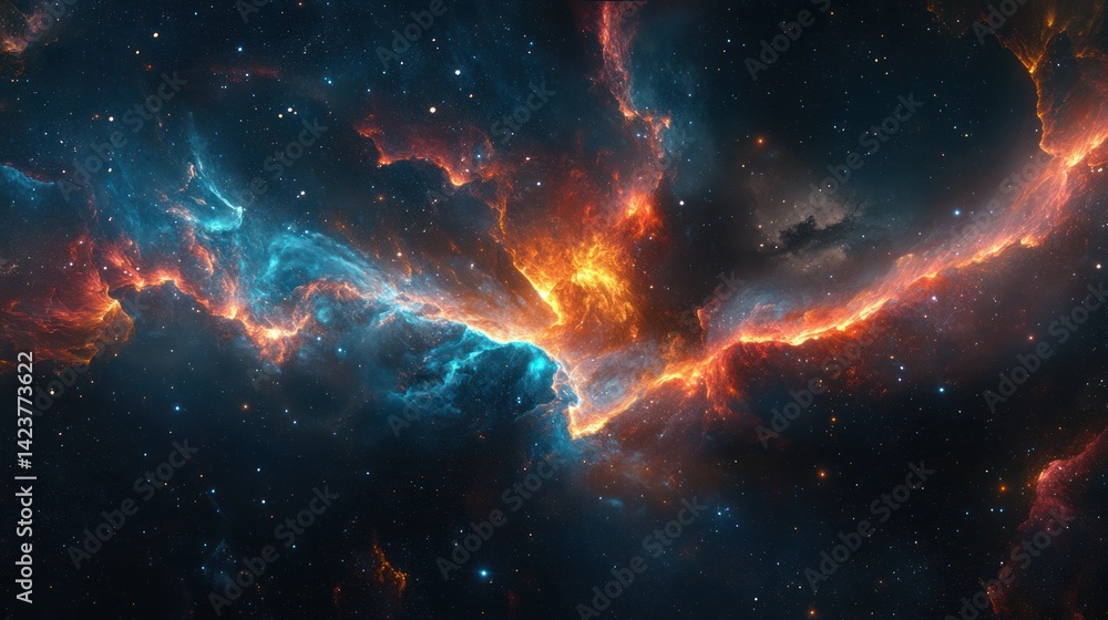 Canvas Prints an abstract celestial scene of glowing nebula clouds and stars
