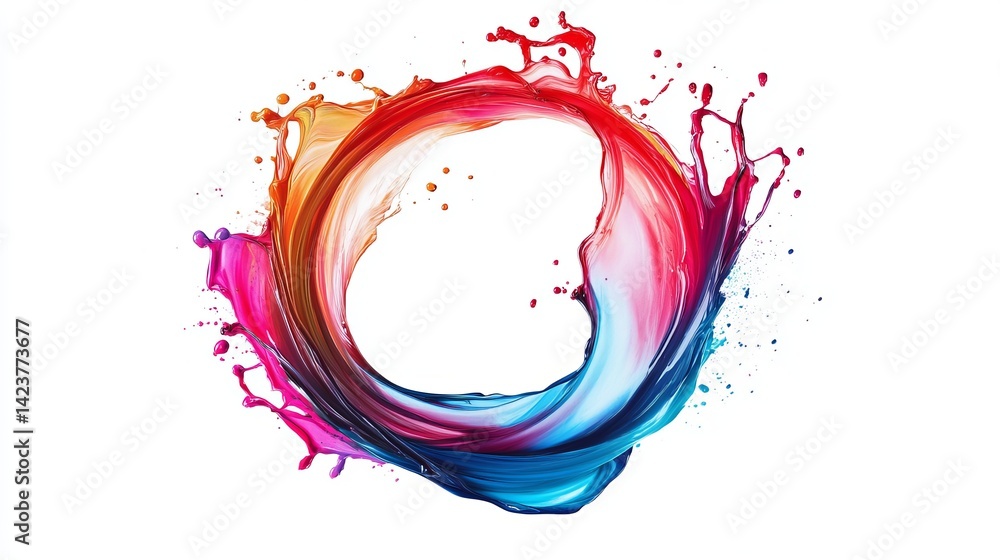 Aufkleber abstract colorful paint splash circular design vibrant swirling fluid dynamic artistic creative mode
