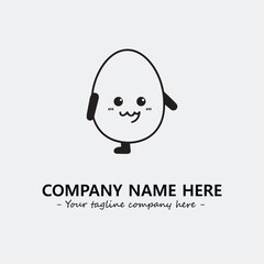 Egg cartoon illustration black and white for logo company vector image

