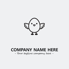 Egg cartoon illustration black and white for logo company vector image

