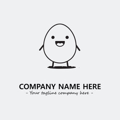 Egg cartoon illustration black and white for logo company vector image

