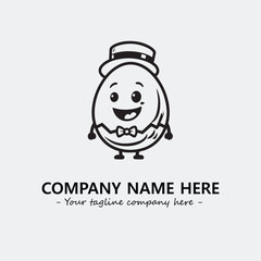 Egg cartoon illustration black and white for logo company vector image
