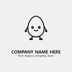 Egg cartoon illustration black and white for logo company vector image
