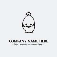 Egg cartoon illustration black and white for logo company vector image
