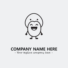 Egg cartoon illustration black and white for logo company vector image
