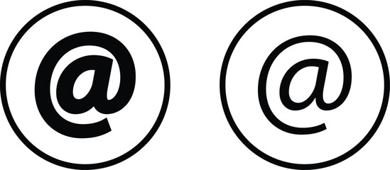 @ button sign icon set. Email address vector collection isolated on transparent background. Containing at, address sign, arobase, arroba and mention someone contact account.