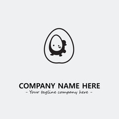 Egg cartoon illustration black and white for logo company vector image
