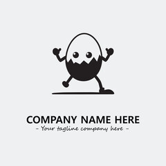 Egg cartoon illustration black and white for logo company vector image
