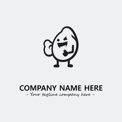 Egg cartoon illustration black and white for logo company vector image
