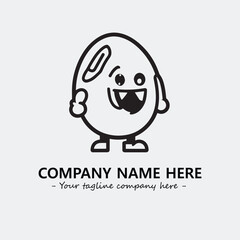 Egg cartoon illustration black and white for logo company vector image
