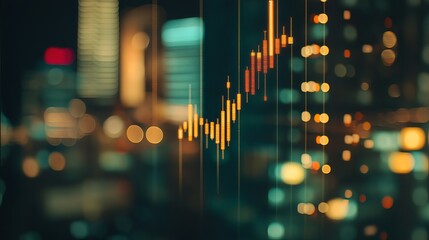 Abstract Financial Chart Background Cityscape Night Lights Stock Image Modern Business Graphic Design Element Digital Art Technology Innovation Success Growth Corporate Finance Investment Market Trend
