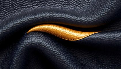Dark blue textured leather with gold accent