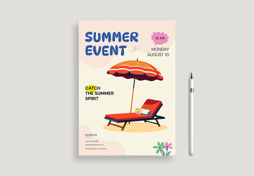 Colourful Summer Event Flyer With Illustration
