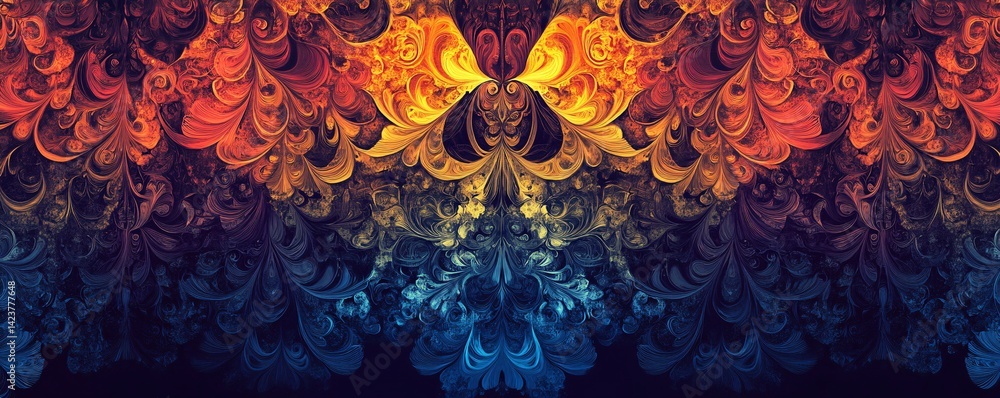Aufkleber abstract floral swirls forming symmetrical pattern background